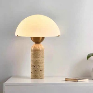 Lámpara de mesa de travertino amarillo Natural nórdico <span class=keywords><strong>para</strong></span> el hogar moderno, Hotel, sala de estar, estudio, dormitorio, decoración de cabecera <span class=keywords><strong>para</strong></span> lectura - Product Image 1