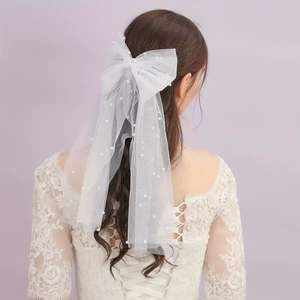 <span class=keywords><strong>Tschick</strong></span> Vente en gros de magnifiques voiles à nœud papillon, accessoires pour cheveux pour femmes, voile de mariée en perles, nœud papillon - Product Image 2