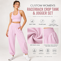 Ensemble assorti personnalisé pour femme : débardeur court dos nageur extensible et doux, et pantalon de jogging à taille élastique avec passepoil contrastant, ensemble deux pièces