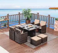 Оптовая правильная цена, высокое качество, уличная плетеная мебель из ротанга, садовый стол с популярным двойным использованием садового стула