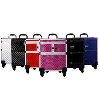 Valise de Maquillage Professionnelle à Roulettes en ABS et Aluminium, Modèle KC-393, Haute Qualité, Résistante, avec Panneaux en ABS et Couverture en Aluminium