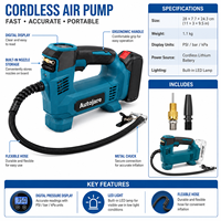 20V Cordless Tire Inflator 150PSI Digital Air Compressor Portable Electric Pump with LED Light for Car Bike Ball OEM