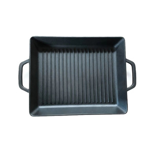 Korean BBQ Grill Pan Rectangular Cast Iron Double Handle For Grilling Teppanyaki Induction Gas Stove Durable Frying Pan - Product Image 1