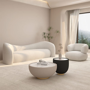 Nordic Cream Lamb Fleece Sectional <strong>Sofa</strong> <strong>Set</strong> for Small Apartments Beauty Salon Living Room Clothing Store Lounges Durable Fabric - Product Image 1