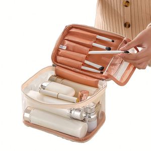 Clear <b>Makeup</b> Organizer Bag Portable Cosmetic Bag, Cute Transparent <b>Case</b> for Women and Girls Traveling Storage with Zipper - Product Image 1
