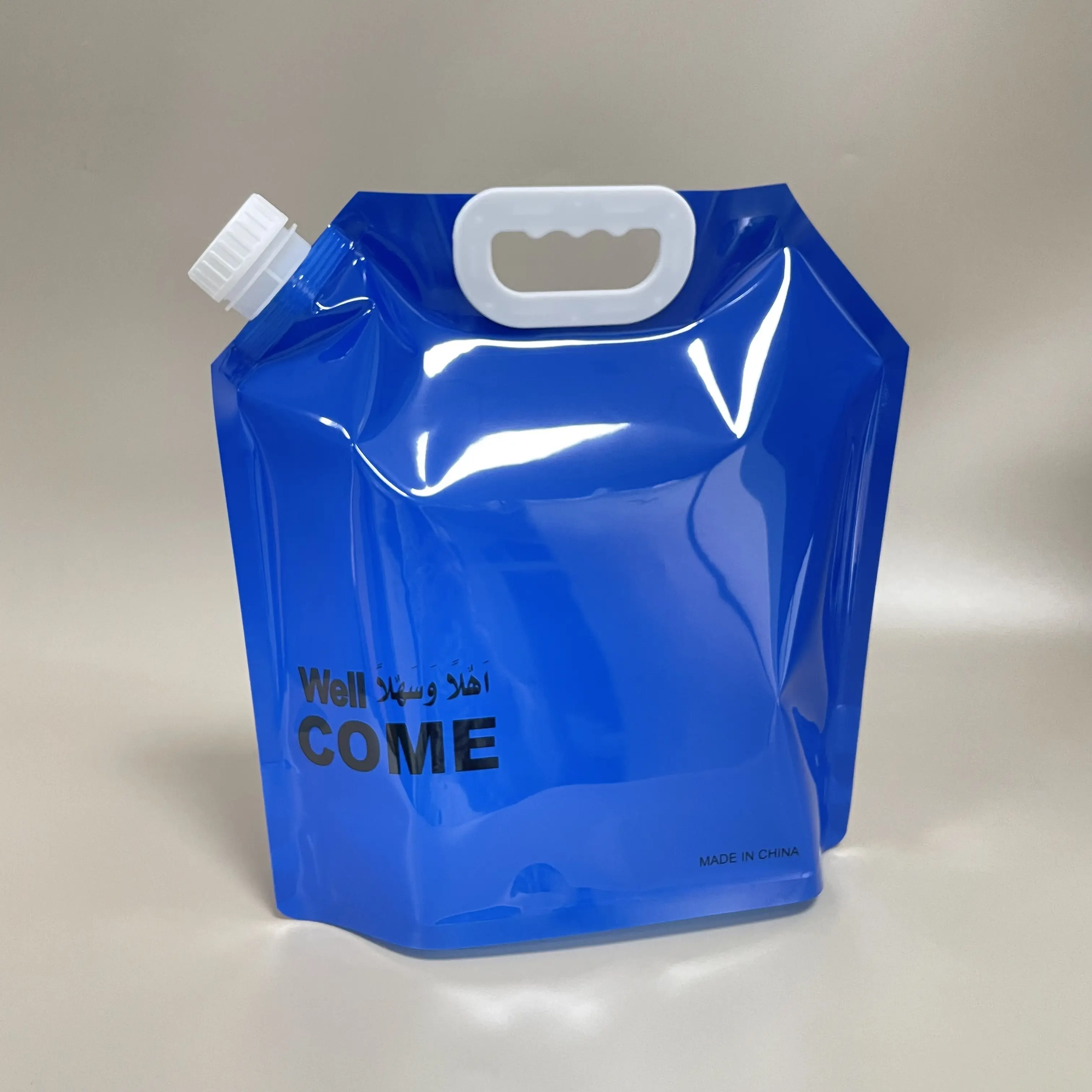 RTS 4L 5L acepta bolsa de boquilla de agua transparente personalizada uso al aire libre bolsa de bebida de galón de bebida de gas