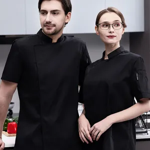 Fashion New Summer Short Sleeve Waiter Jacket Cook Shirts For Barbecue Bakery Restaurant Bar Kitchen Chef Uniform