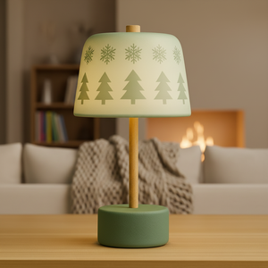 Lampe de table LED moderne à motif de sapin de Noël, gradation à 3 modes, rechargeable par USB, 1200 mAh, écologique, lumière chaude/blanche/neutre - Product Image 1