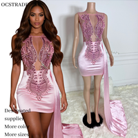 Ocstrade Prêt à expédier - Contactez-nous avant de commander Robes d'anniversaire Robe de soirée et de club avec ourlet latéral perlé et corsage en résille brillant orné de strass
