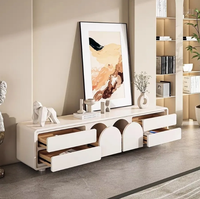Meuble TV moderne en bois de luxe avec hauteur réglable pour petit appartement, salon ou chambre, combinable avec table basse