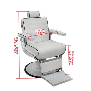 Silla de Barbero Hidráulica de Cuero Sintético Blanco Resistente para Peluquería - Product Image 2