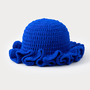 Handmade Crochet <strong>Bucket</strong> <strong>Hats</strong> for Women with Ruffles Custom <strong>Color</strong> Logo Knitted Casual Accessory - Product Image 1