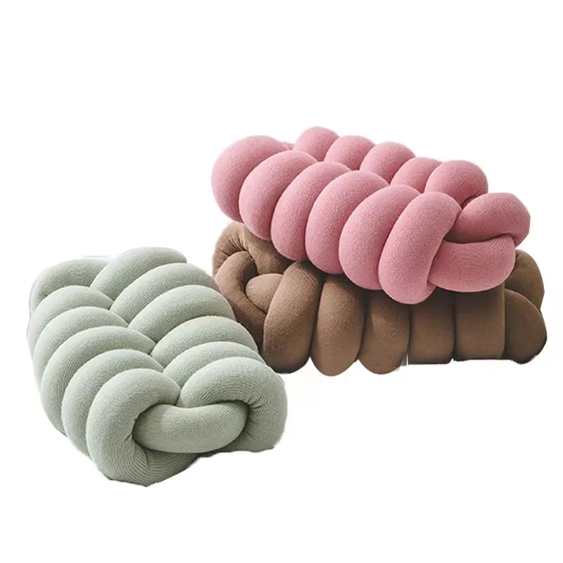 Bedroom Seat Sleep Knot Cushion Crib Baby Bumper Cot Braid Pad Protector Braided Knot Pillow Travel Body Pillow