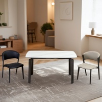 Ensemble table et chaises de salle à manger de style européen moderne, personnalisable ODM, pour hôtel et maison, plateau en pierre microcristalline, structure en fer