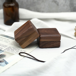 Proposal Jewelry <b>Box</b> Wedding Ring Walnut Chamfered Ring <b>Storage</b> <b>Box</b> <b>Small</b> Retro Portable <b>Storage</b> Wooden <b>Box</b> - Product Image 4