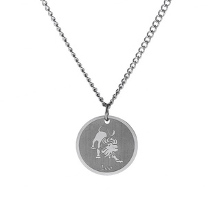 Nuevo Collar de Acero Inoxidable de Alto Brillo con Moneda de Horóscopo Pequeña, Estilo Cadena de Moda con Baño de Oro, Venta al por Mayor 2024 - Product Image 1
