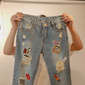 <span class=keywords><strong>Jeans</strong></span> alla moda da <span class=keywords><strong>donna</strong></span> con ricamo Patchwork con motivo unico a gamba dritta <span class=keywords><strong>Jeans</strong></span> da <span class=keywords><strong>donna</strong></span> - Product Image 4