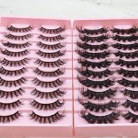 Lot de 10 paires de faux cils 3D en vison synthétique, doux et spectaculaires, longueur 25 mm – Collection Hot Mix