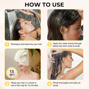 Masque capillaire à la macadamia, masque capillaire réparateur en profondeur avec collagène et huile d'argan pour <span class=keywords><strong>cheveux</strong></span> secs, abîmés ou colorés - Product Image 4