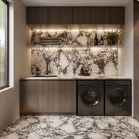 Slab Batu Sintered Through Body Bookmatched Glazed Porcelain Ukuran Besar untuk Dinding Lantai Meja 1600x3200x12mm