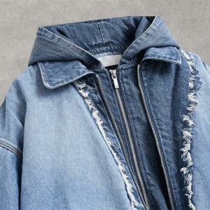 Chaqueta con Capucha de Mezclilla Desgastada para Hombre, Estilo Urbano 2025, Chaqueta de Moda Urbana Práctica con Capucha de Doble Capa y Cremallera - Product Image 4