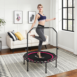 SONGMICS 40\" Adjustable Indoor/Outdoor Fitness Rebounder Mini <strong>Trampoline</strong> Foam Handle <strong>for</strong> Adults Workout Equipment <strong>for</strong> Men Women - Product Image 1
