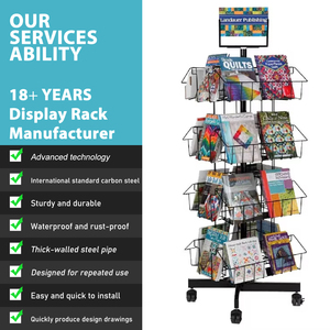 Nhà Máy Giá ruimei 4 Tier kim loại Truyện Tranh cuốn sách <span class=keywords><strong>spinner</strong></span> giá cuốn sách hiển thị kệ với sơn tĩnh điện màu đen/trắng cho tùy chỉnh - Product Image 2