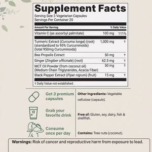 Cúrcuma de Alta Absorción, Curcumina 95, 1000mg <span class=keywords><strong>en</strong></span> Cápsulas con Jengibre y Pimienta Negra para Adultos - Product Image 2