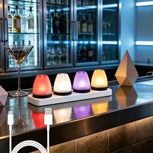 ชุดไฟสร้างบรรยากาศ (4 ชิ้น) – โคมไฟเทียนแบบสัมผัสควบคุมได้ ชาร์จซ้ำได้ พร้อมไฟ LED เปลี่ยนสีได้ และแท่นชาร์จ - Product Image 3