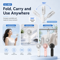 Ventilateur portatif rechargeable par USB, mini ventilateur pliable, 5 vitesses, vent puissant, batterie 2400mAh, utilisation en voyage et en extérieur