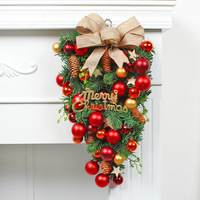 Guirlande de Noël artificielle avec boules décoratives et fleurs, pour accrocher à la porte, décoration intérieure