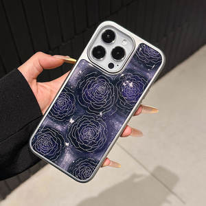 Coque en résine à bords argentés Night Rose pour iPhone 17, coque de téléphone antichoc, protection pour iPhone 16 Pro Max et 15 - Product Image 4