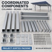 Structure de stationnement en acier Zn-Al-Mg à double rangée, conçue sur mesure avec des composants coordonnés pour abri de stationnement solaire commercial