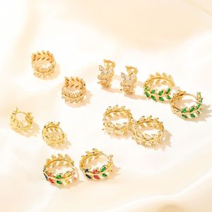 Boucles d'oreilles créoles ajourées incrustées de diamants, style coréen, élégantes pour femme, en fer plaqué or blanc 16 carats, avec diamants <span class=keywords><strong>FX</strong></span> - Product Image 2