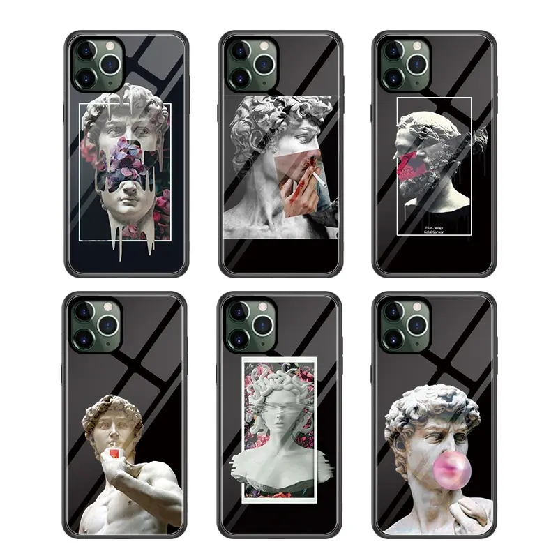 Art Medusa David statue Tempered glass Phone Case For iPhone 14 13 12 mini 11 pro X XS Max XR 6 6S 7 8 plus se2020 Cover Coque