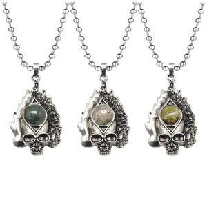 Haute qualité en acier inoxydable longue chaîne à maillons Nature pierre ronde charmant pendentif <span class=keywords><strong>collier</strong></span> bijoux avec une pierre précieuse à bas prix - Product Image 6