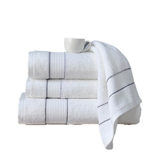 Gift <b>Towel</b> <b>Set</b> 100% Cotton White And Gray Honeycomb Satin Custom Logo Promotional <b>Towels</b> - Product Image 3