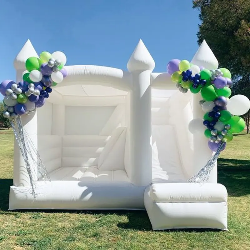 Witte Mini 16ft Bruiloft Uitsmijter Jumper Opblaasbare Waterglijbaan Bounce Huis Glijbaan Springkasteel Feestverhuur Met 13 'X 13'