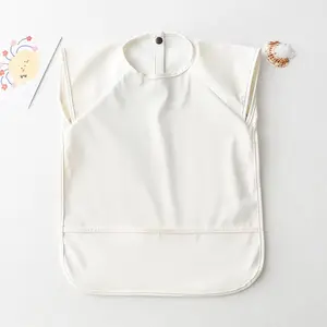 BSCI – bavoir imperméable en PU pour bébé, blanc, en vrac, organique, Unique et neutre