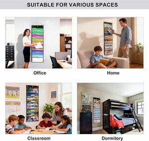 10-Pocket Hanging Wall <b>File</b> Organizer Black Transparent Pockets Space-Saving Design 47''H X 14''L Chart Hooks <b>Paper</b> Storage - Product Image 6
