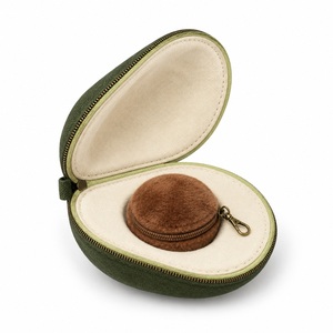 Porte-monnaie en toile en forme d'avocat, à fermeture éclair, avec pochette amovible, style Kawaii, logo personnalisé, vente en gros - Product Image 1
