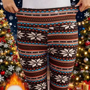 Leggings mi-longs <span class=keywords><strong>vintage</strong></span> européens et américains à taille haute, imprimés, en velours, en élasthanne/nylon/coton, crochetés, pour l'automne - Product Image 2