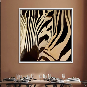 Printed <b>Canvas</b> Artwork: Abstract Zebra Design in Gold <b>Frame</b>,WHITE FRAMED <b>CANVAS</b> - Product Image 3
