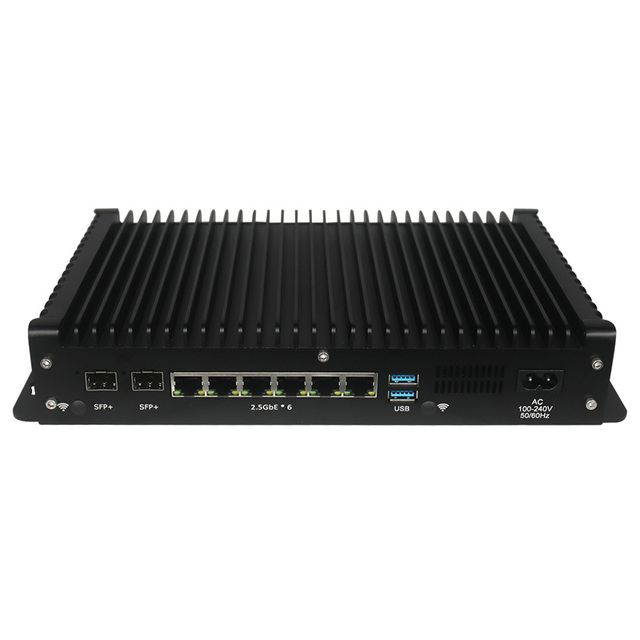 Customized Fanless Industrial PC 2xSFP Firewall Intel Core 12th I3 I5 6xRJ45 LAN Industrial Computer Case Max 96GB Edge Computer