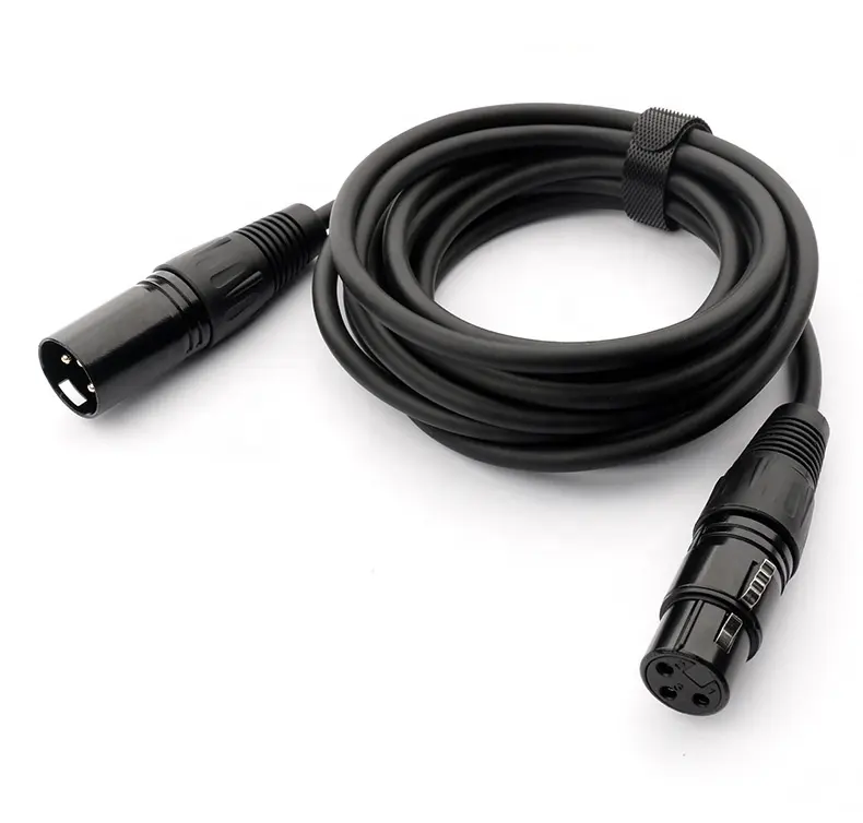 Cabo XLR de 3 pinos para microfone XLR, cabo preto de 1/2/3 metros, macho para fêmea, cabos de áudio Hifi balanceados para microfone e misturador