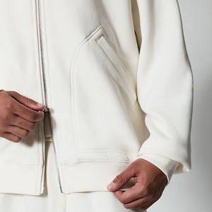 Felpa <span class=keywords><strong>Oversize</strong></span> di Alta Qualità con Collo Alto, <span class=keywords><strong>Giacca</strong></span> <span class=keywords><strong>Bianca</strong></span> con Zip Stile Hip Hop, Tuta da Uomo con Doppia Cerniera - Product Image 4