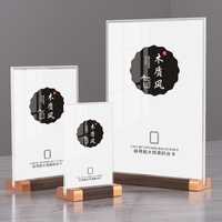 Support de Table Personnalisé en Acrylique avec Base en Bois pour Affiches et Panneaux – Présentoir en A pour Restaurants, Hôtels, Cafés – Affichage de Menus