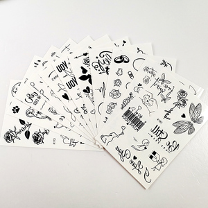 Tatouages temporaires minimalistes à lignes noires, petits autocollants floraux, autocollants pour fête de plage, festival de musique EDM, autocollants sexy pour le corps - Product Image 3
