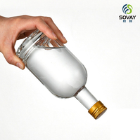 Botol Minuman Keras Kaca Transparan Bulat 50ml hingga 1000ml, Tutup Sekrup Logam Rapat untuk Penyimpanan Spirit, Gin, Anggur Buatan Sendiri