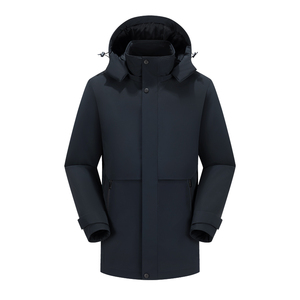 Veste d'affaires mi-longue à capuche <span class=keywords><strong>pour</strong></span> <span class=keywords><strong>homme</strong></span>, <span class=keywords><strong>en</strong></span> duvet, grande taille, confort toute la journée, anti-rétrécissement, anti-plis, séchage rapide - Product Image 2